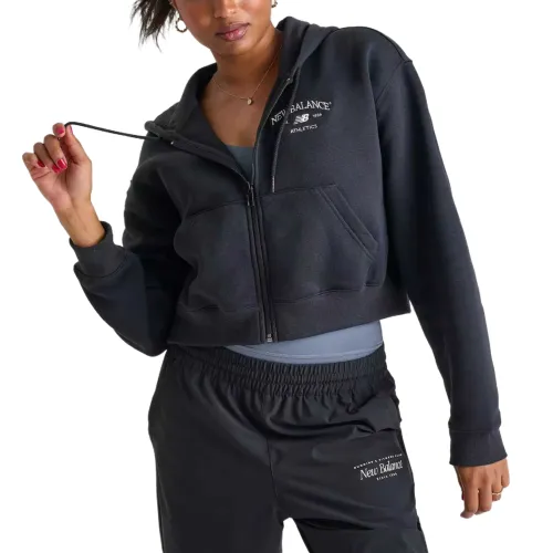 New Balance Sweatshirts Women's Black Hooded Moderate