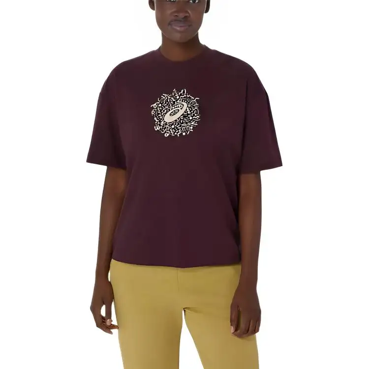 ASICS T Shirts Women's Blackcurrant Crew Neck Moderate