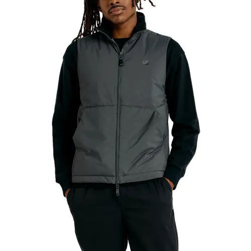 New Balance Vests Men's Asphalt Black Stand Collar
