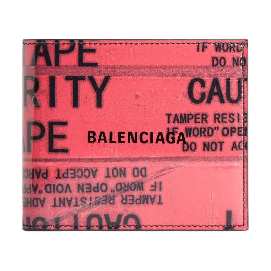 Balenciaga TAPE TYPE Cow Leather Wallet Unisex Red