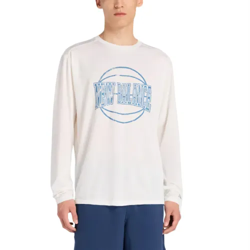 New Balance T Shirts Men's White Crew Neck Moderate Straight Fit
