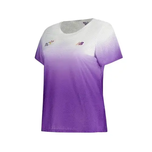New Balance T Shirts Women's Purple/White Crew Neck Moderate Other