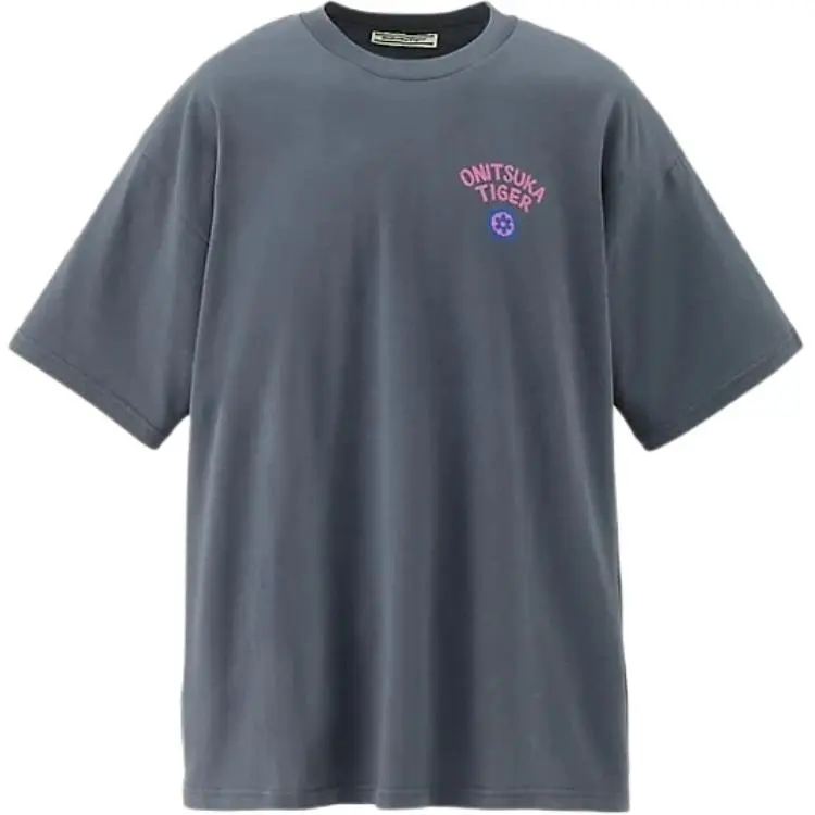 Onitsuka Tiger T-Shirts Unisex Blue Gray Crew Neck