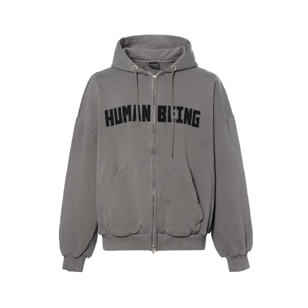 Balenciaga Eyewear Balenciaga Human Being Shifted Zip Up Hoodie