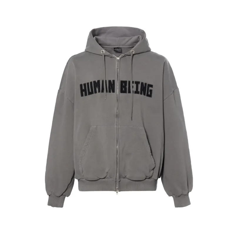Balenciaga Eyewear Balenciaga Human Being Shifted Zip Up Hoodie
