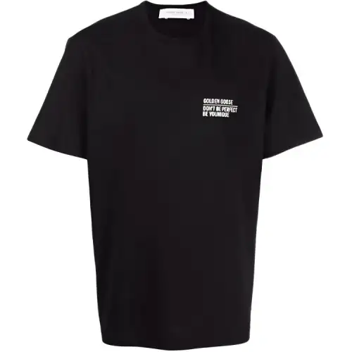 Golden Goose T Shirts Men's Black Crew Neck Moderate Straight Fit