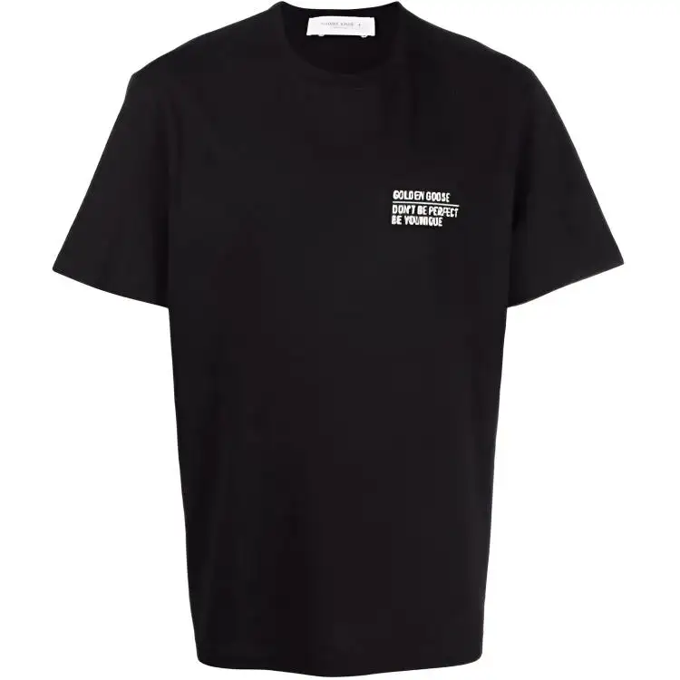 Golden Goose T Shirts Men's Black Crew Neck Moderate Straight Fit