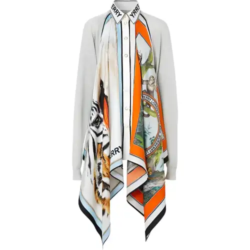 Burberry Shirts Women's Porcelain Color Pointed Collar Moderate Other