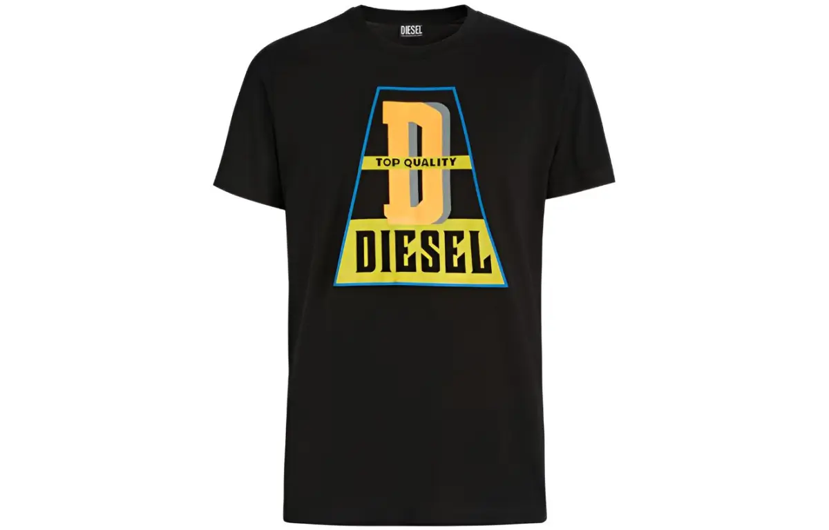 DIESEL T-Shirts Men's Black Crew Neck Moderate Straight Fit