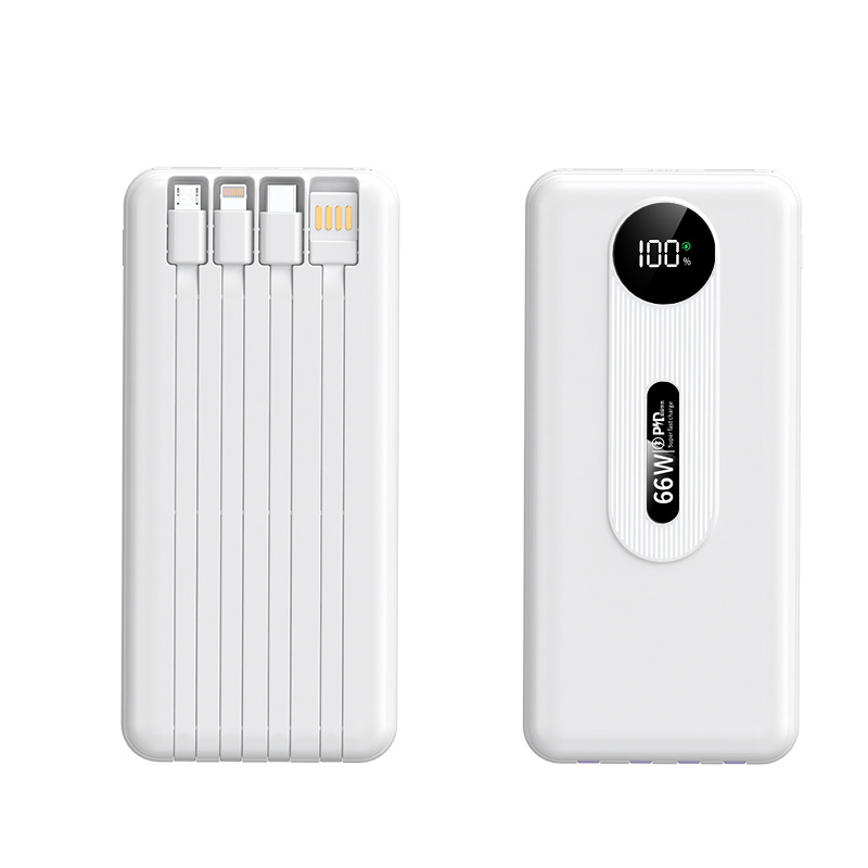 IKYOU Power Bank 20000mAh 22.5W66W Built-in cable for two-way fast charging Long-lasting battery life Small size and large capacity LED power display Suitable for Android Xiaomi/Apple/Tablet Student Unisex YM-887