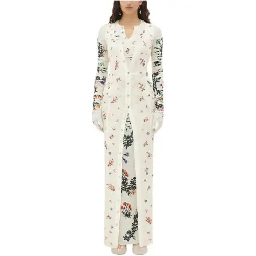 Bottega Veneta Flowers Long Dress Sleeveless Dress Women's White