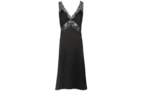 SAINT LAURENT Slip V Neck Lace Dress