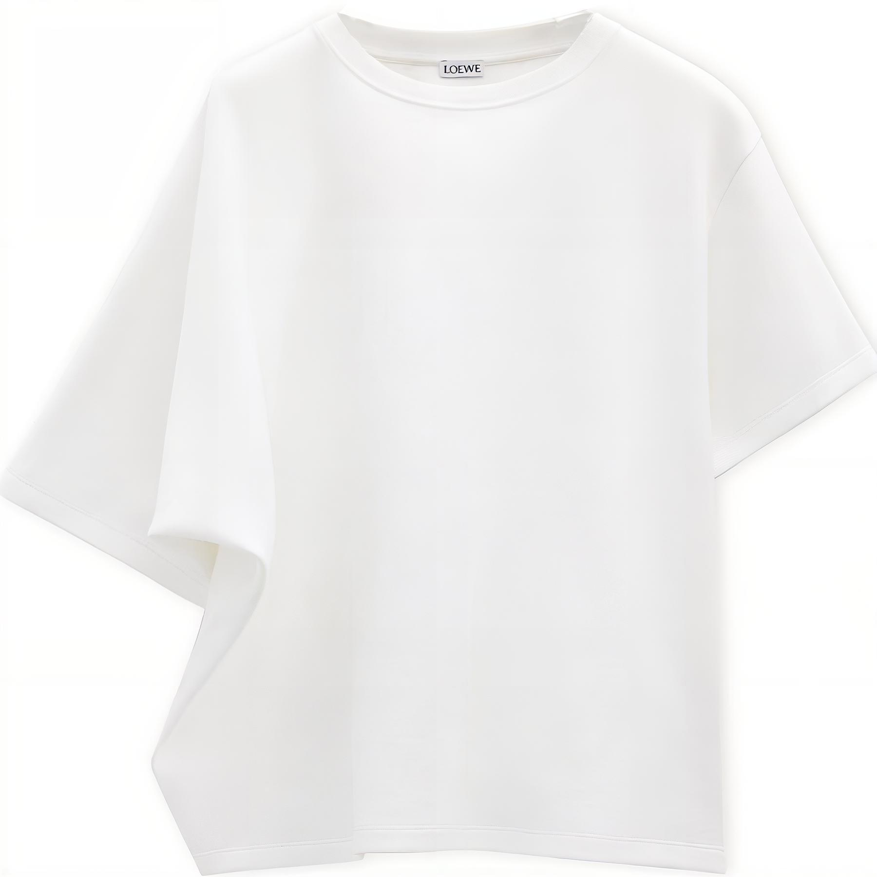 LOEWE SS25 Solid Color Crew Neck Loose Fit Pullover Short Sleeved T Shirt Women's White