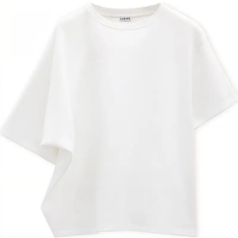 LOEWE SS25 Solid Color Crew Neck Loose Fit Pullover Short Sleeved T Shirt Women's White