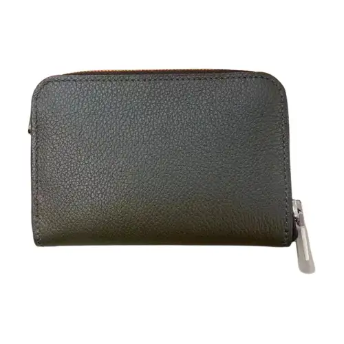 HERMES Zipengo Cow Leather Card Holder Women's G8 Vert Maquis Forest Green