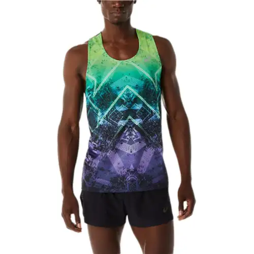 ASICS Tank Tops Men's Green Crew Neck Moderate