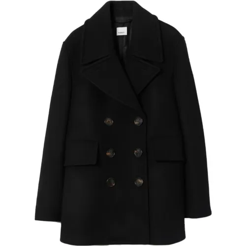 Burberry Coats Women's Black Lapel Moderate Straight Fit