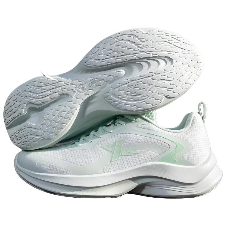XTEP Cushioning Slip Resistant Low top Casual Running Shoes Women’s Sail White Light Fruit Green
