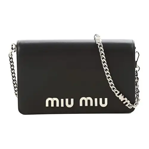 MIU MIU Genuine Leather Portable Crossbody Bag, Shoulder Bag Women's Black