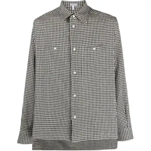 LOEWE Shirts Men's Black Pointed Collar Moderate Other