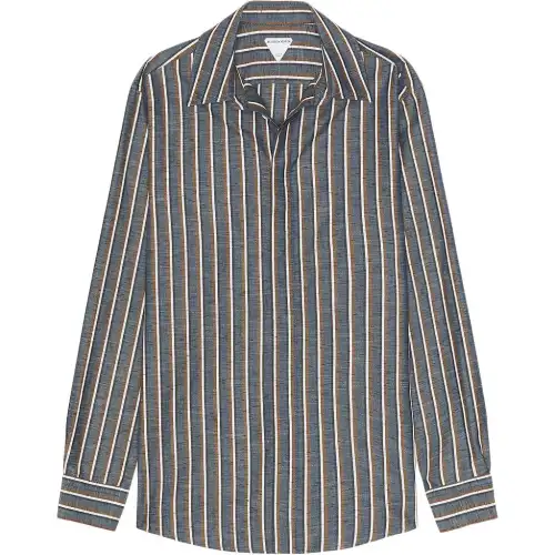 Bottega Veneta Shirts Men's Blue Lapel Moderate
