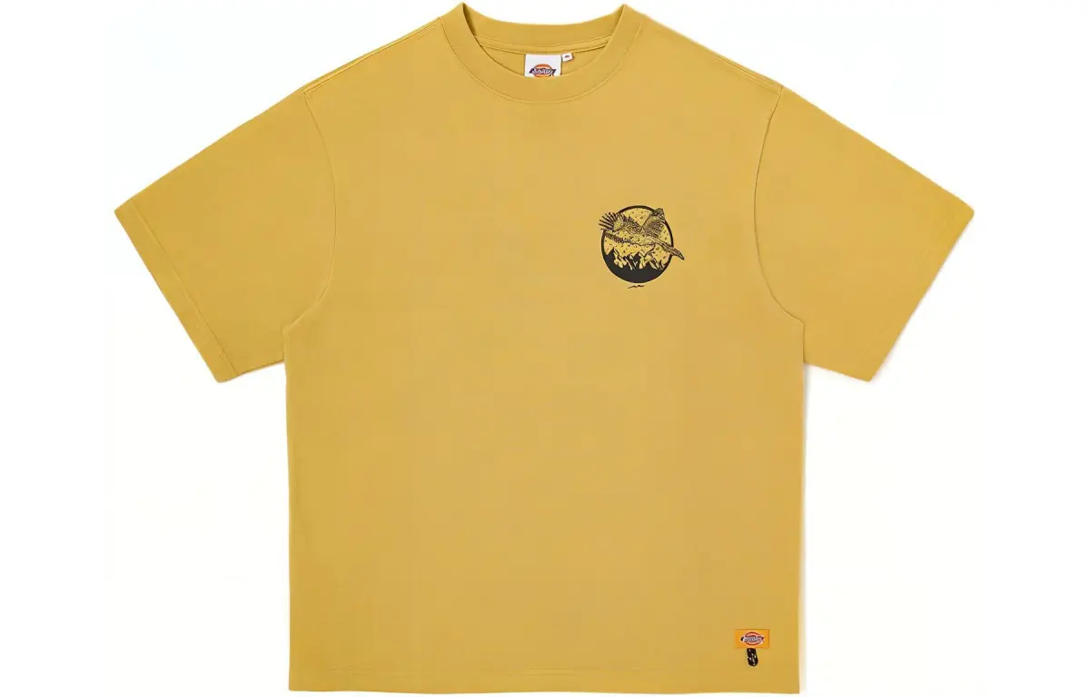 Dickies T Shirts Men's Yellow/C7E Crew Neck Moderate Straight Fit