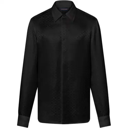 LOUIS VUITTON Shirts Men's Black Pointed Collar Moderate