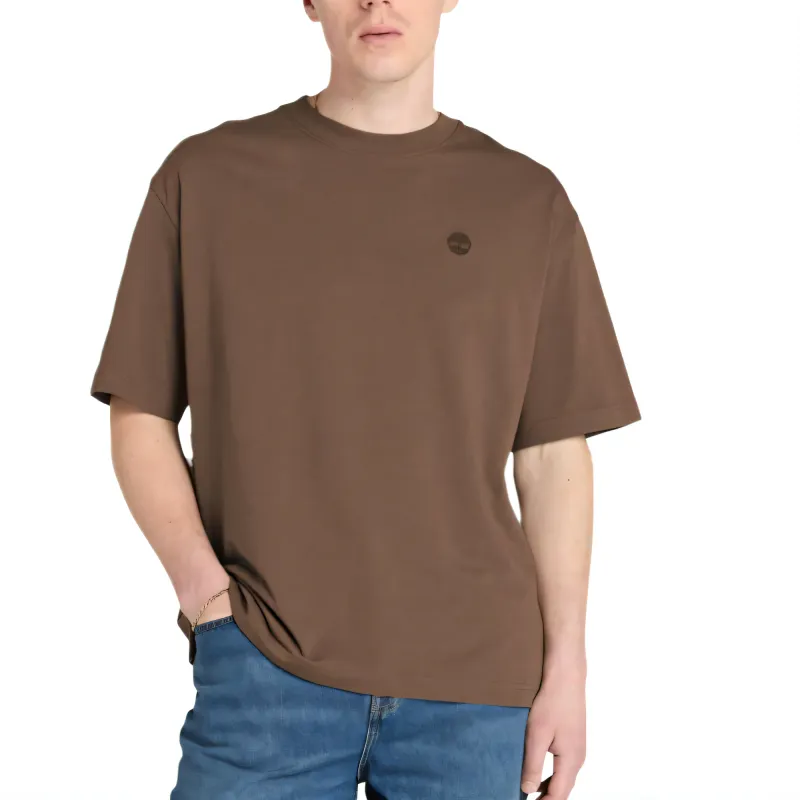 Timberland T Shirts Men's Coffee Crew Neck Moderate