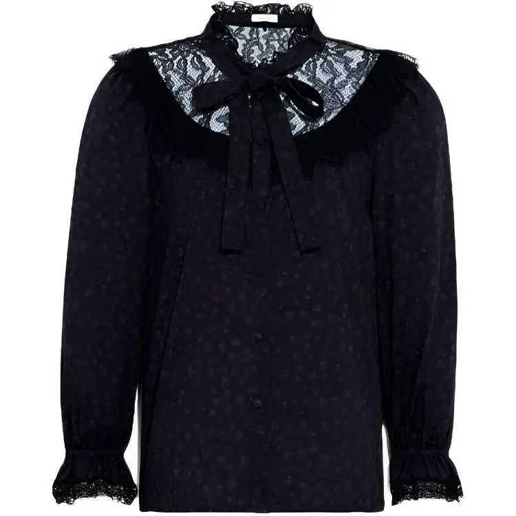 COACH Shirts Women's Black Stand Collar Moderate Straight Fit