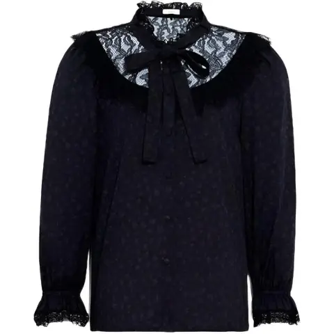 COACH Shirts Women's Black Stand Collar Moderate Straight Fit