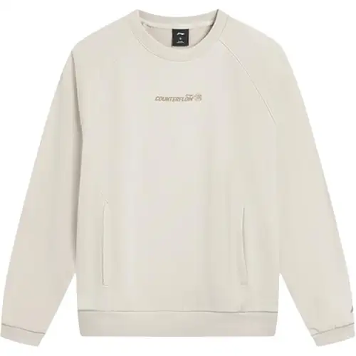 Li Ning Sweatshirts Women's Beige Apricot Crew Neck Moderate