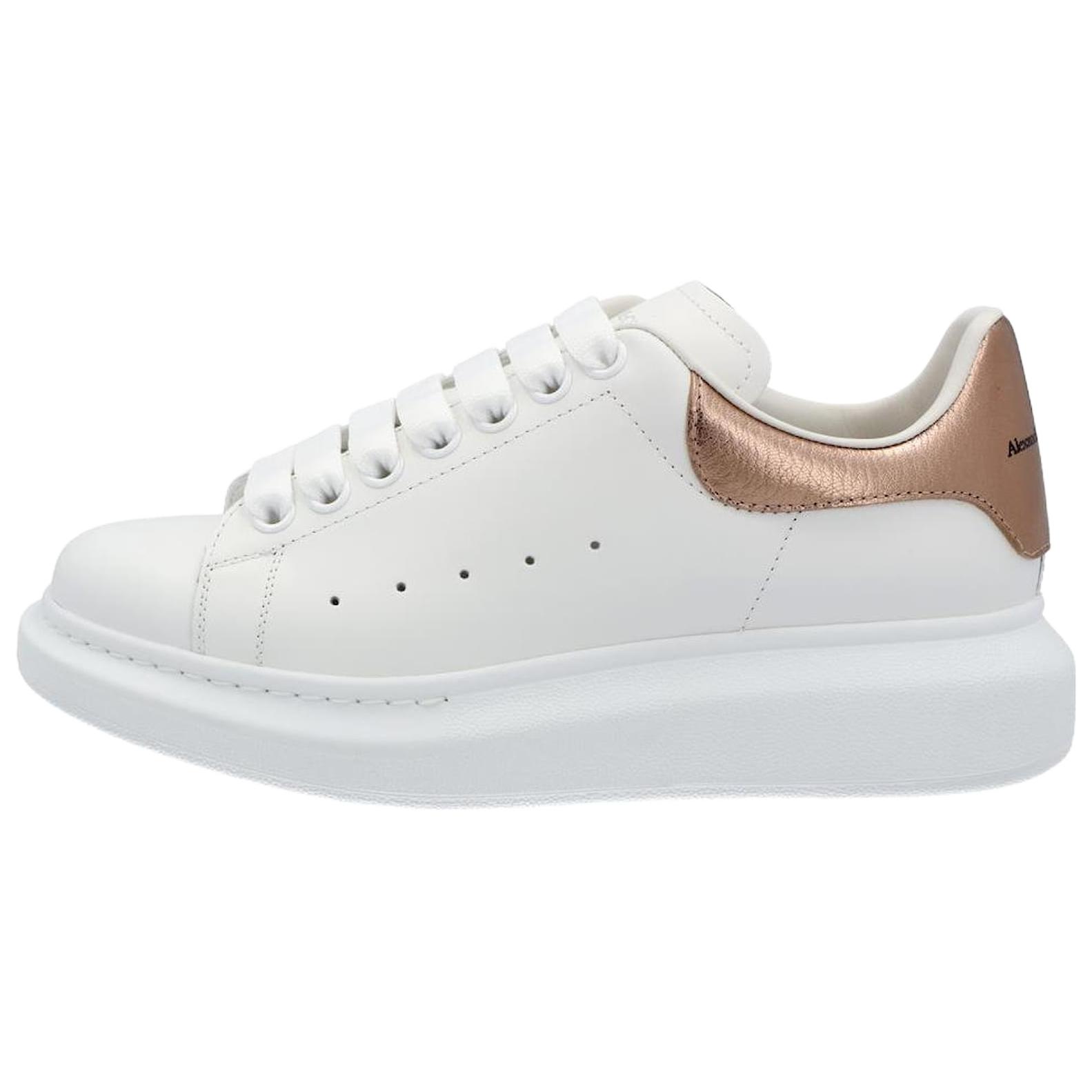 Alexander McQueen Интерьер Негабаритные кроссовки кожаный Силуэт розовое золото хвост Низкая банда популярный панель обувь женский белый