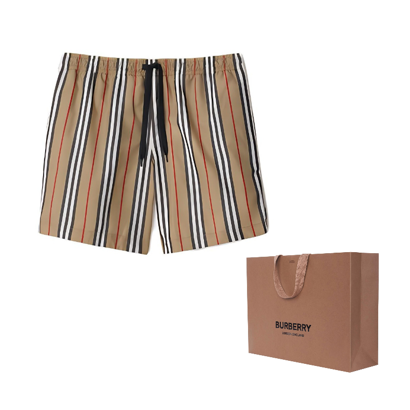 Burberry Striped Check Print Swim Shorts