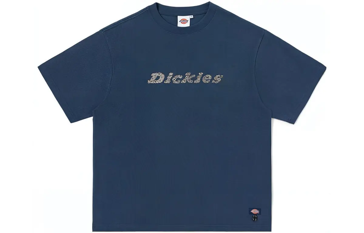 Dickies T Shirts Men's Dark Marine Blue/C7E Crew Neck Moderate Straight Fit