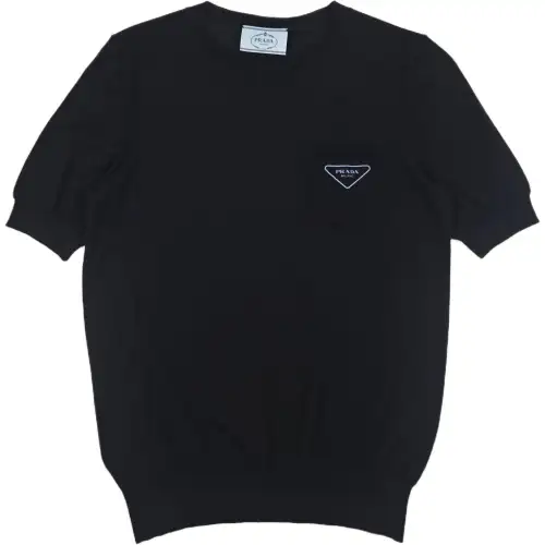 PRADA T Shirts Unisex Black Crew Neck Moderate