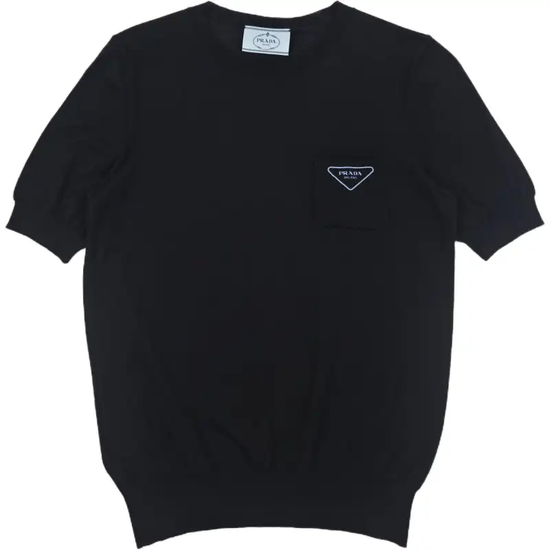 PRADA T Shirts Unisex Black Crew Neck Moderate