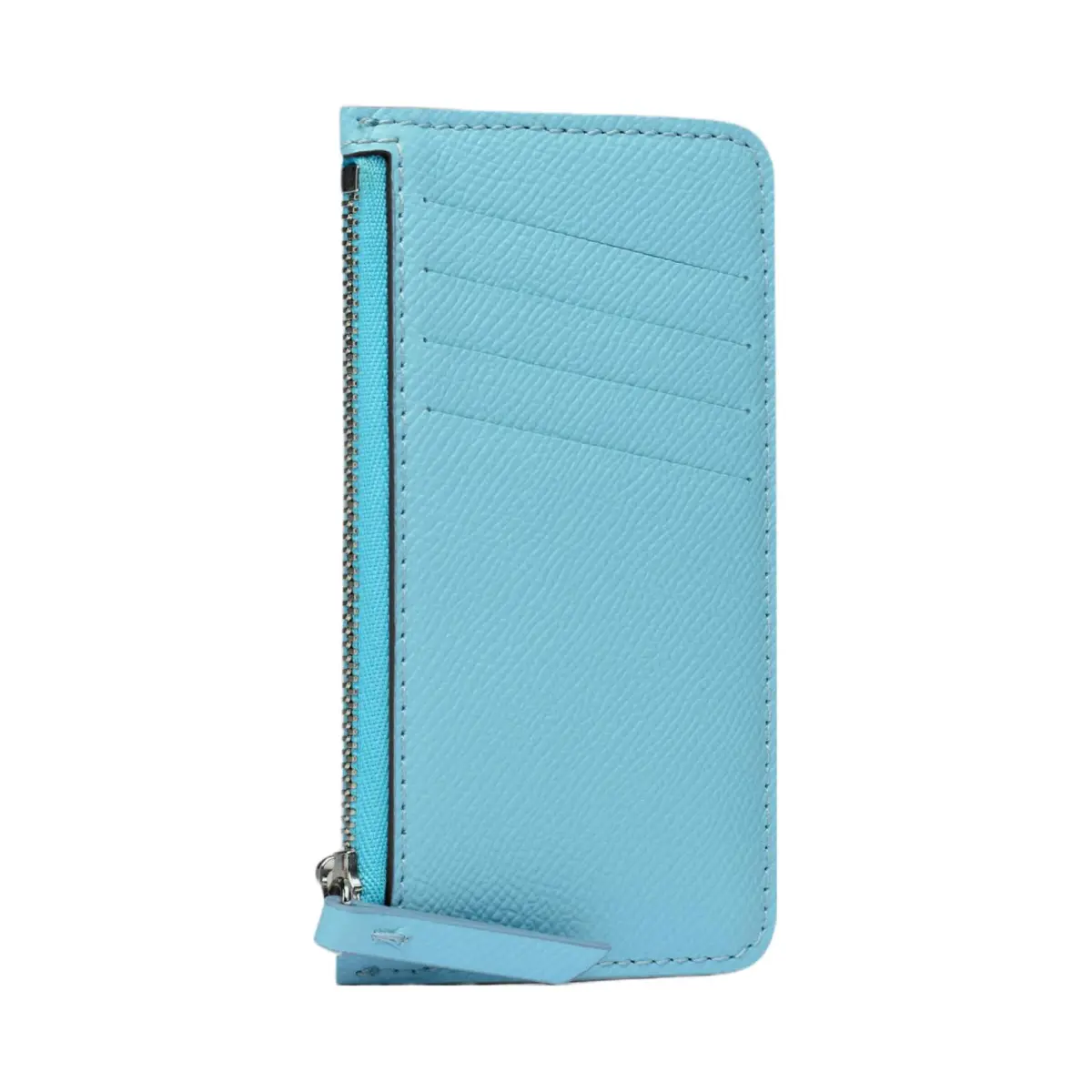 Maison Margiela Small Grain Calfskin Wallet Card Holders Women's Light Blue