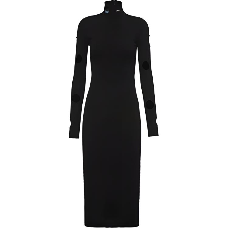 Женское платье Prada Высокий ворот (черное)