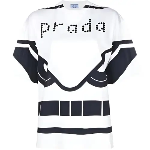 PRADA T Shirts Women's White Crew Neck Moderate Straight Fit