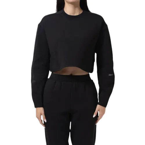 Reebok T Shirts Women's Black Crew Neck Straight Fit