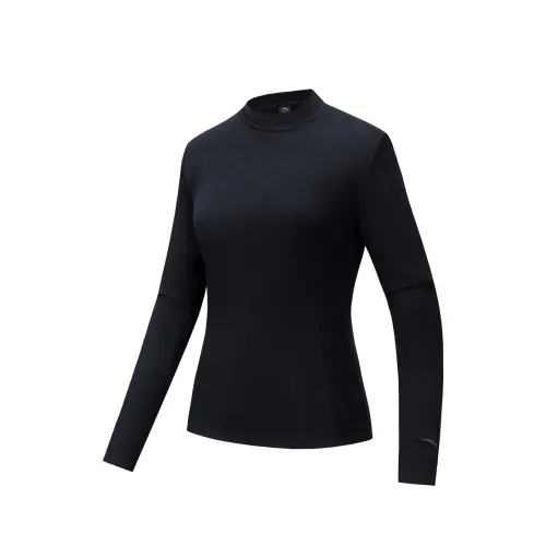 ANTA T Shirts Women's Basic Black 5 Stand Collar