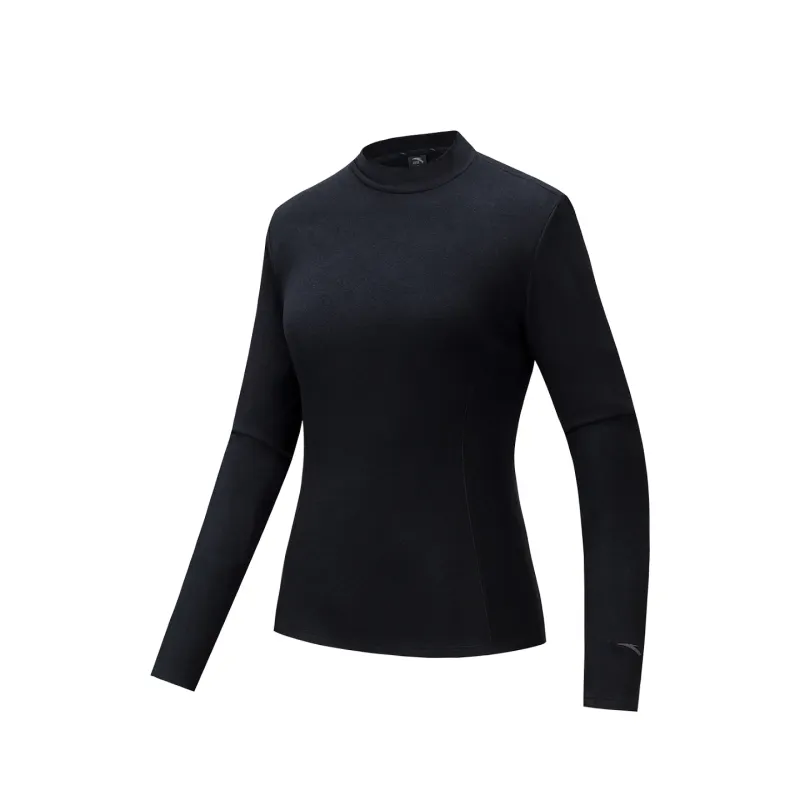 ANTA T Shirts Women's Basic Black 5 Stand Collar