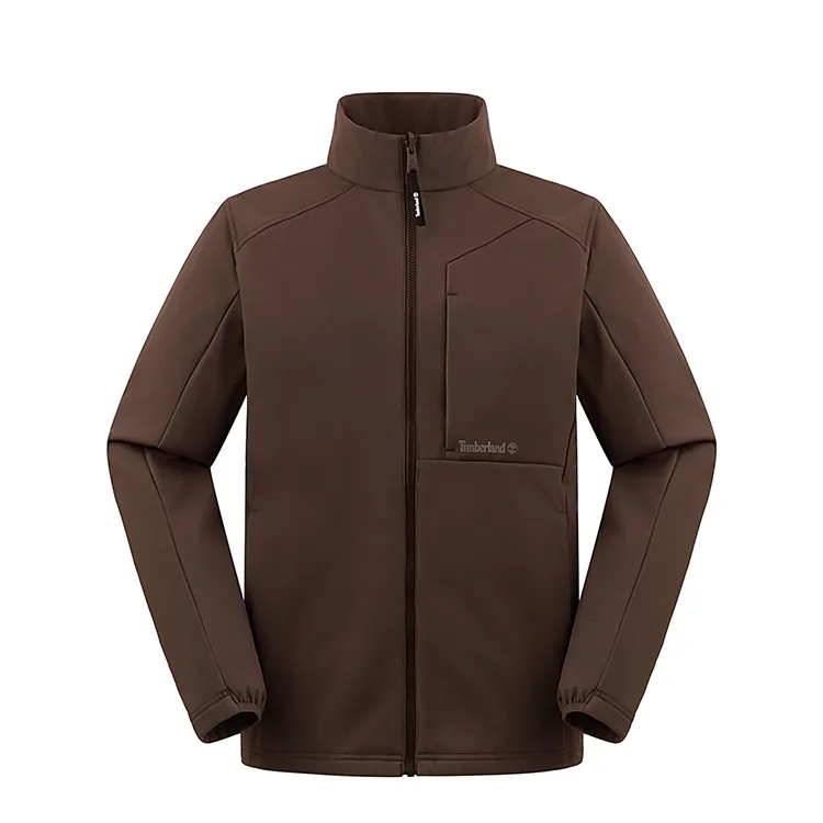 Timberland Jackets Men's Chocolate Brown Stand Collar Moderate Soft Shell