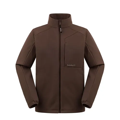 Timberland Jackets Men's Chocolate Brown Stand Collar Moderate Soft Shell