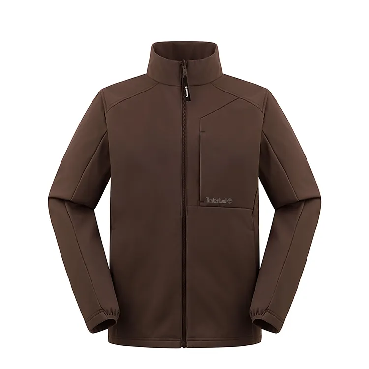 Timberland Jackets Men's Chocolate Brown Stand Collar Moderate Soft Shell