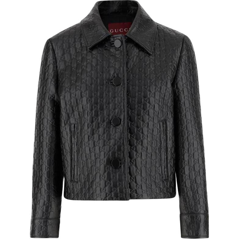 Gucci Embossed Gg Leather Jacket