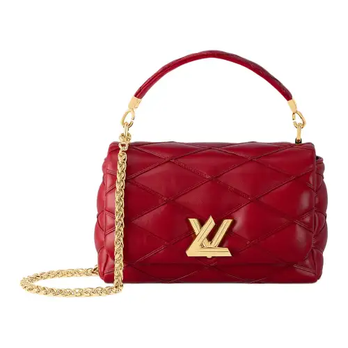 LOUIS VUITTON Lambskin Shoulder Bag, Crossbody Bag, Handbag Medium Women's Red