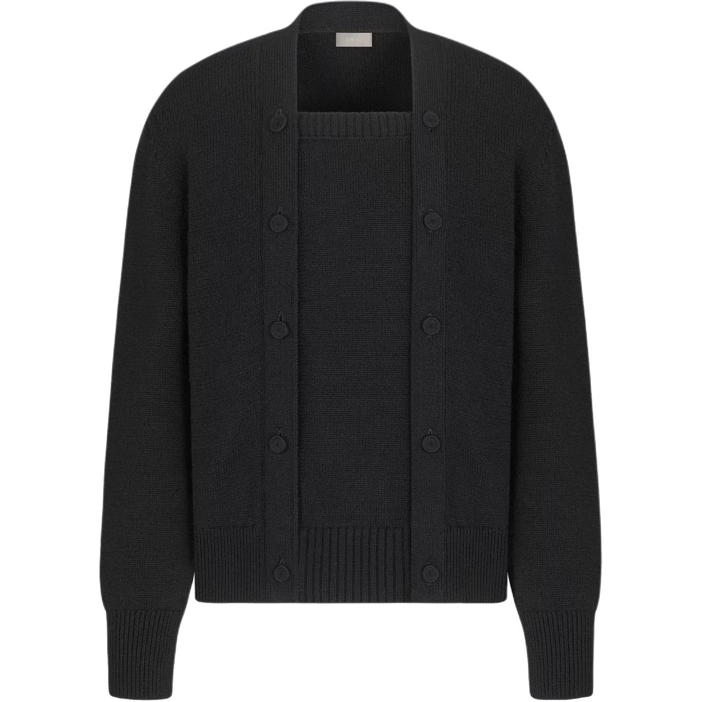 DIOR Dior FW25 winter men's collection Christian Dior Paris label wool jersey solid color cardigan long-sleeved sweater for men