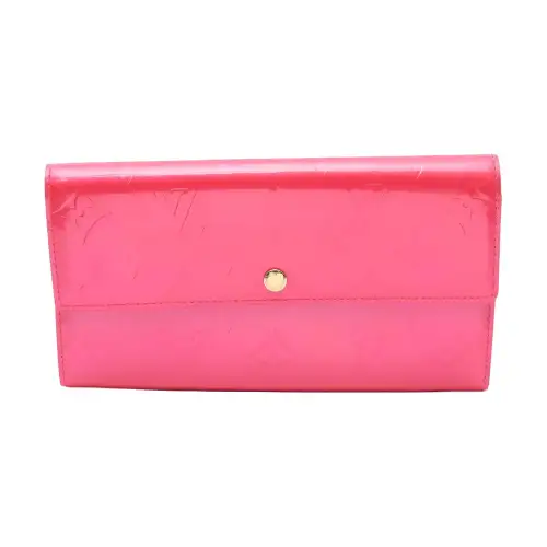 LOUIS VUITTON Patent Leather Wallet Women's Rose Red