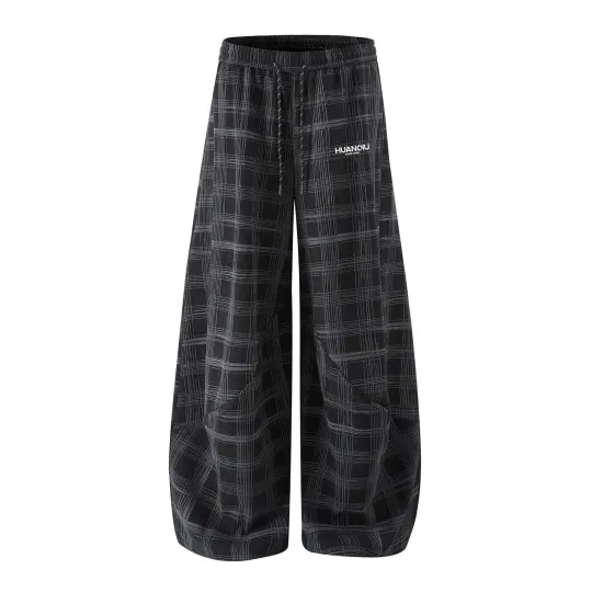 HUANQIU Casual Pants Unisex Moderate Wide Leg Pants